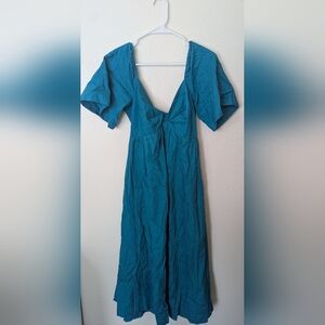 Wishlist Teal Maxi Dress with Puff Sleeves